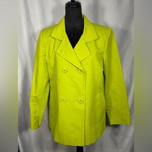 Talbots Women’s Apple Green Double Breasted Short Canvas Long Sleeve Peacoat L